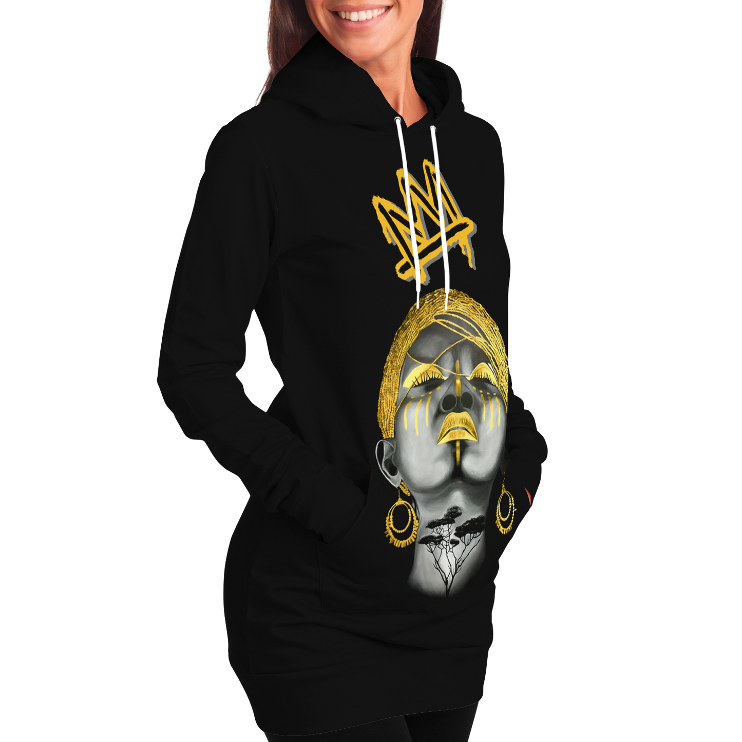 Golden Roots Dripping Crown Longline Hoodie