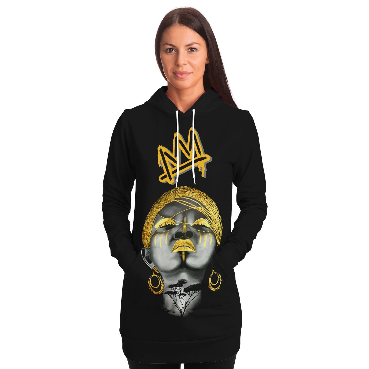 Golden Roots Dripping Crown Longline Hoodie