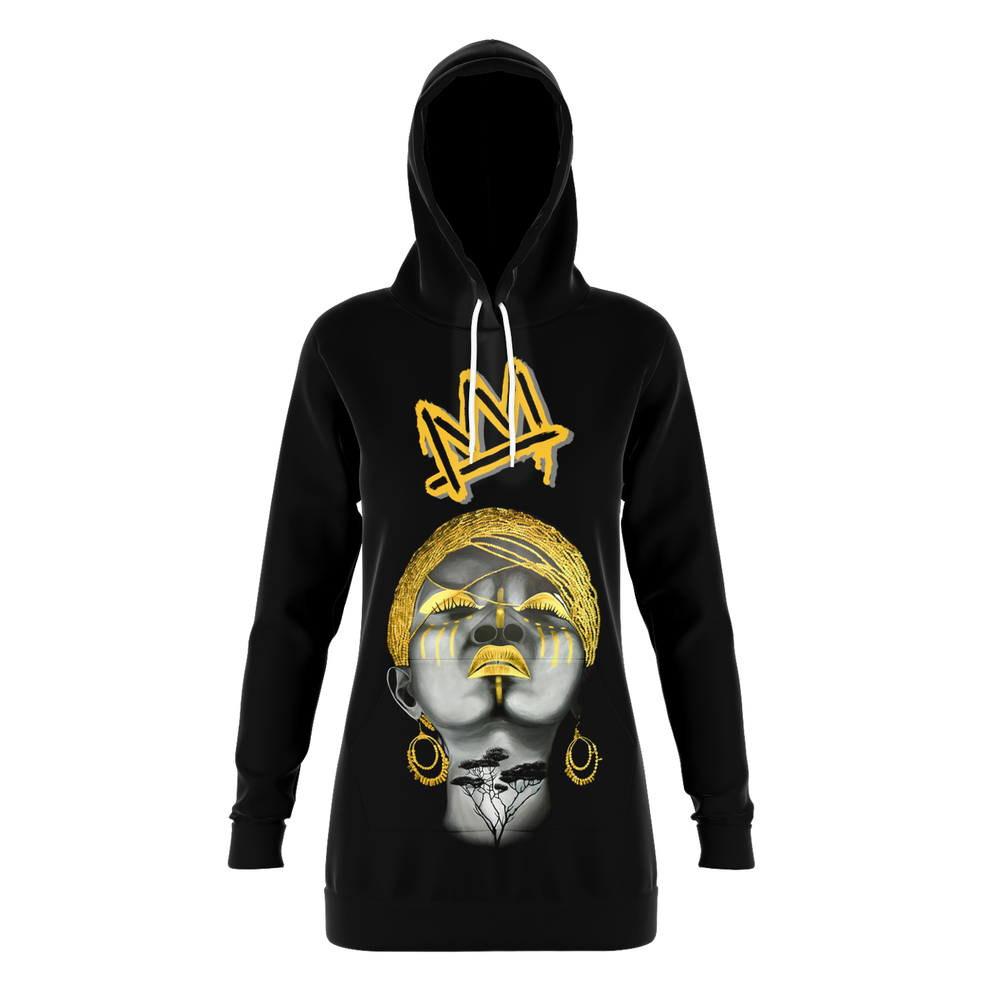 Golden Roots Dripping Crown Longline Hoodie